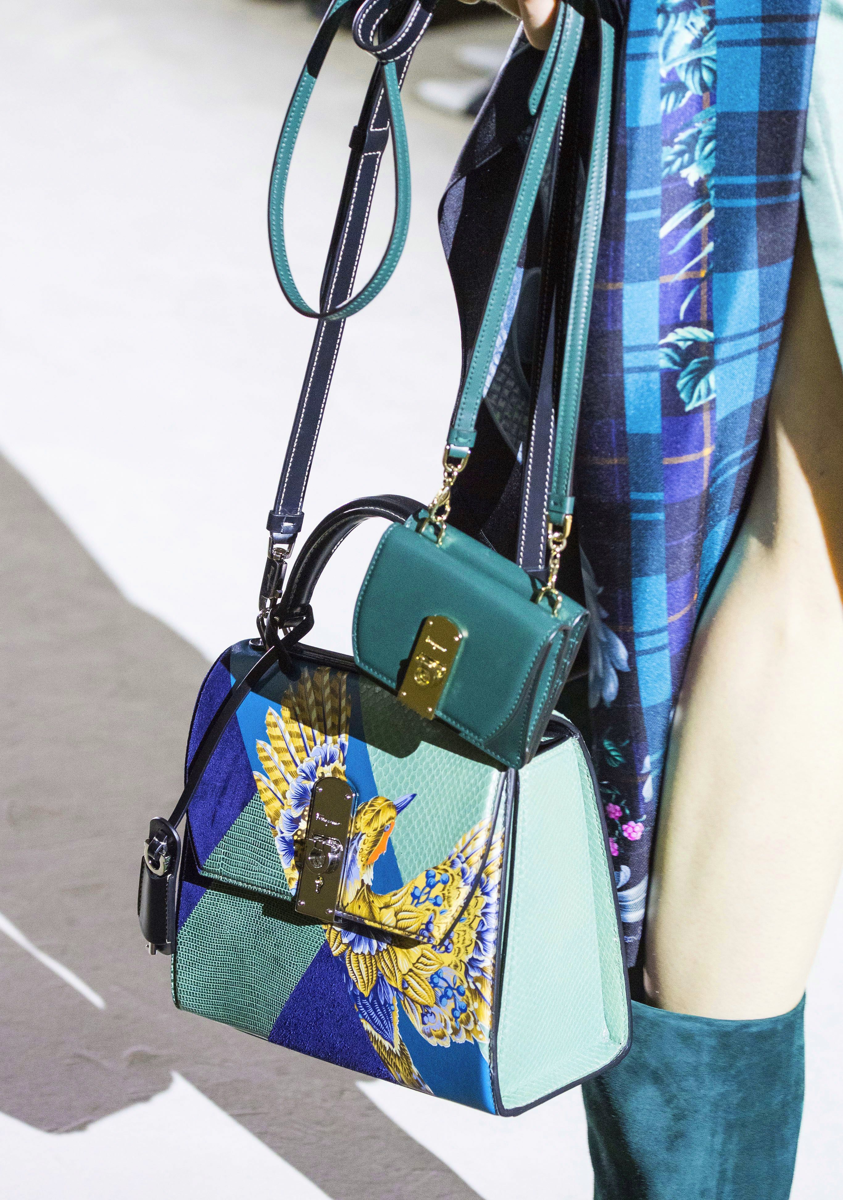 Salvatore Ferragamo boxyz printed bag from the Fall 2019 Runway Bag Collection