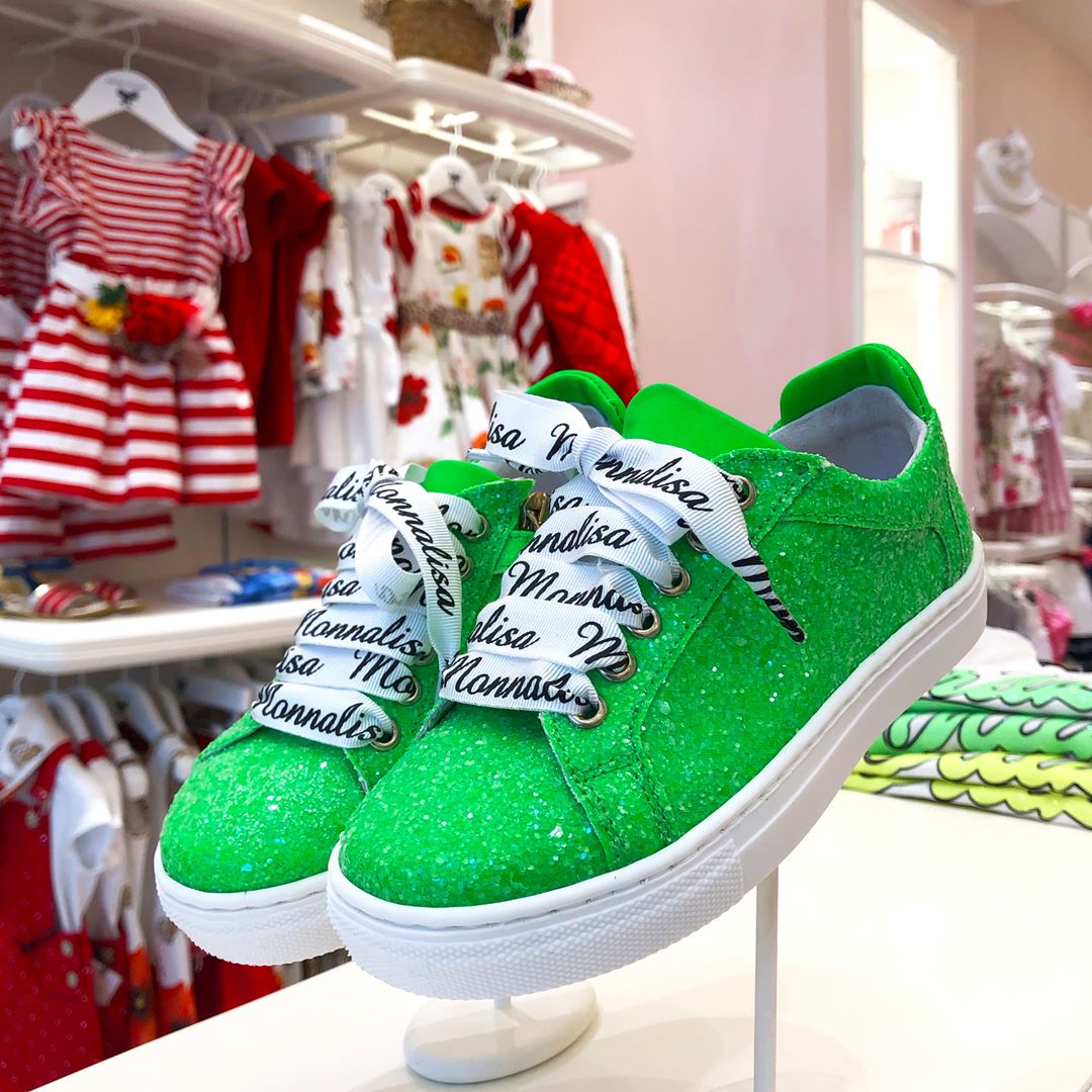 Monnalisa Fluo Green Glitter Sneakers