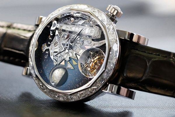 GyroGraff Endangered Species 48mm. Diamon Bezel, Elephant Dial, White Gold.