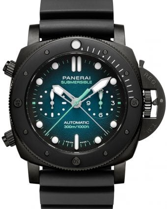 Panerai Guillaume Nery Special Edition EXPERIENCE Submersible 47mm Moorea Blue Gradient Dial with white markers.