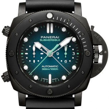 Panerai Guillaume Nery Special Edition EXPERIENCE Submersible 47mm Moorea Blue Gradient Dial with white markers.