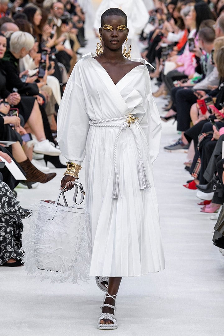 Valentino White Poplin Dress from the Le Blanc capsule collection featured on the SS20 Runway