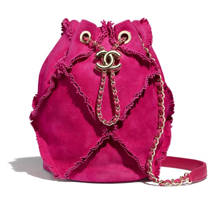 Chanel small drawstring bag in bright fuchsia