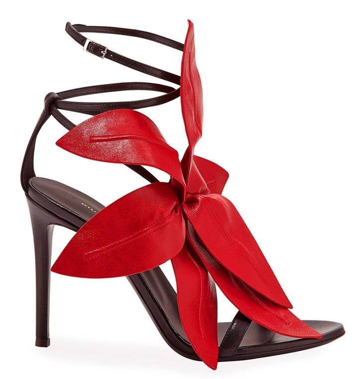 Giuseppe Zanotti Red Leather Flower Sandal