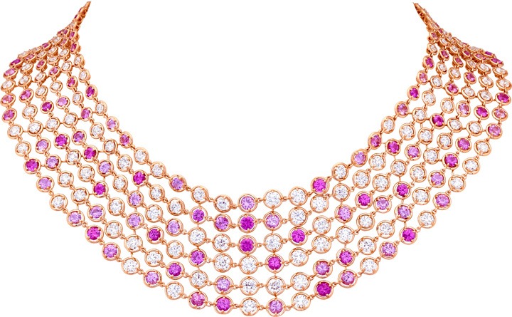Van Cleef & Arpels "Brume de Saphir Rose” necklace featuring diamonds and pink sapphires set in 18K rose gold