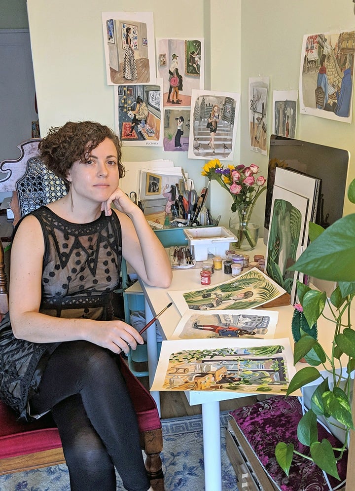 Illustrator, Jenny Kroik in her studio