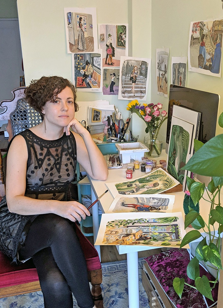 Illustrator, Jenny Kroik in her studio