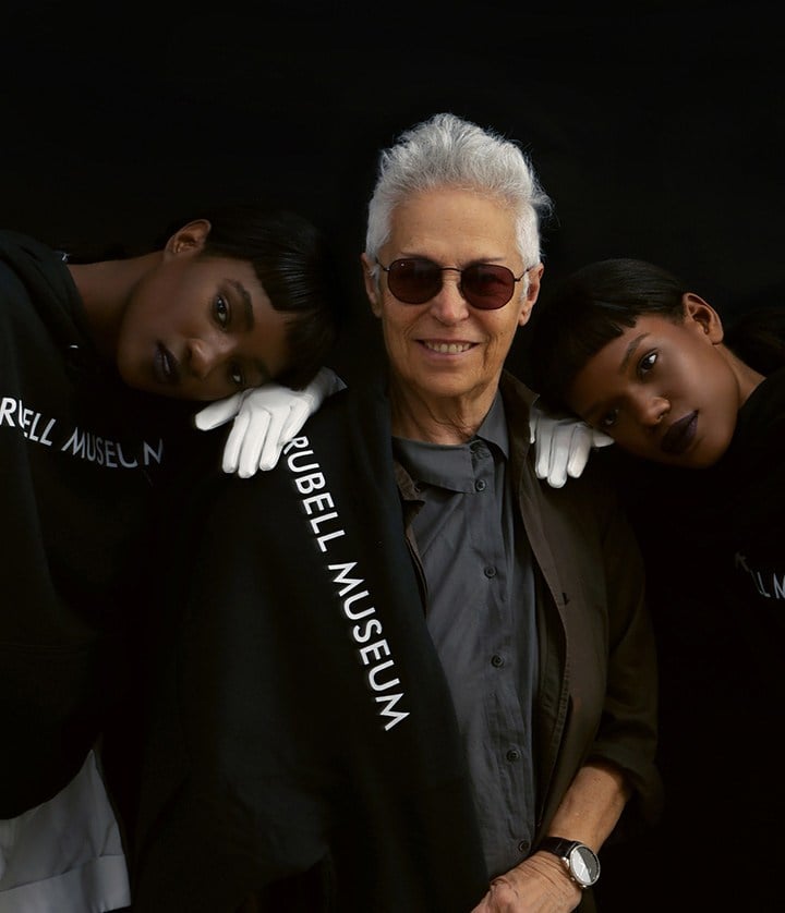 Cofounder of the museum, Mera Rubell, standing alongside models Janica Compte and Eftagine Fevilien.