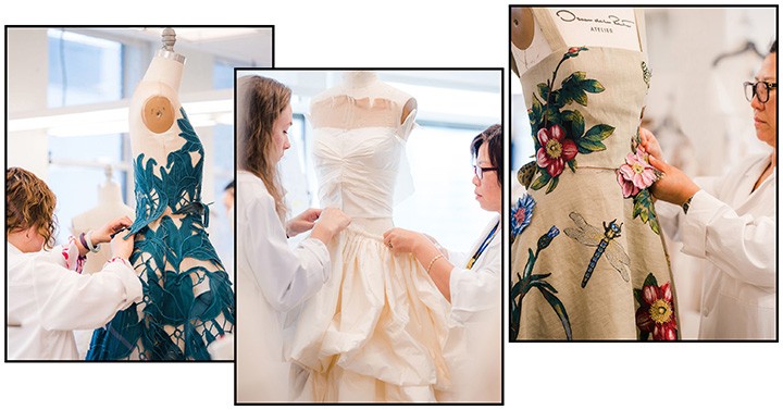 A closer look at the incomparable craftmanship behind the Spring 2020 collection. Vibrant embroidered flowers and butterflies were hand-cut and placed onto linen—a key fabric in this collection that is loomed entirely by hand.