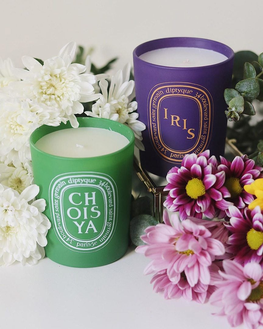 Purple and green Spring 2020 candles