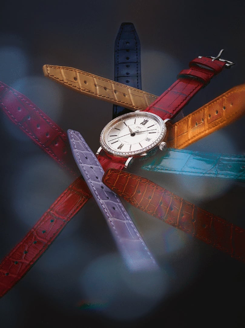 Portofino timepiece with multi-colored strap selection