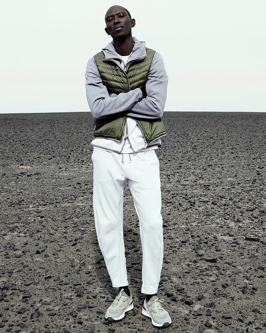 a casual look from Brunello Cucinelli’s SS20 collection