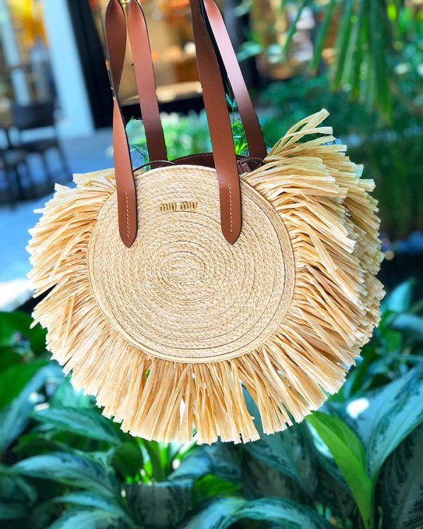 Miu Miu Round Woven Raffia Bag