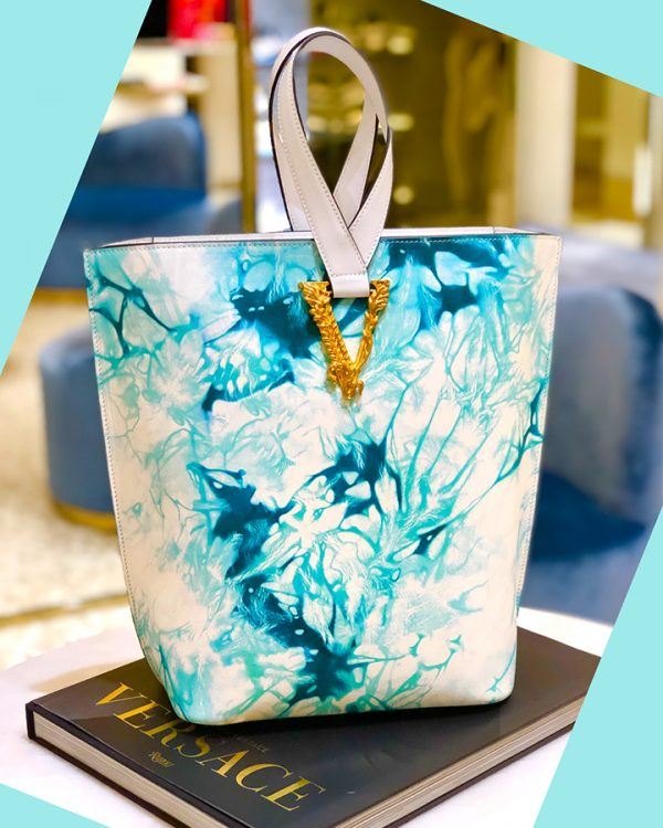 Versace Tie Dye Large Print Bucket Bag