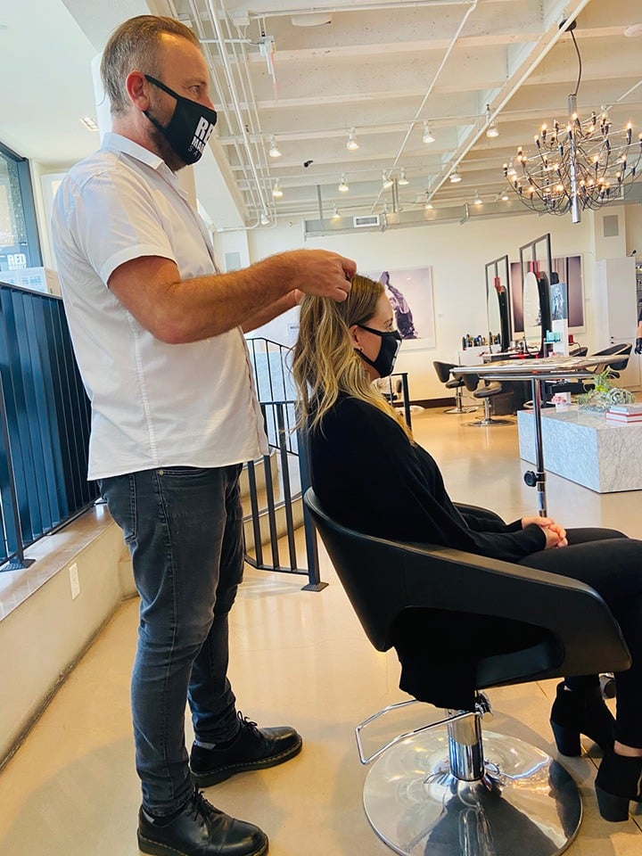 Owner and Stylist Jean Marc Durante (and the whole Red Market team) ensures that all safety precautions are met for each client that steps into the salon.
