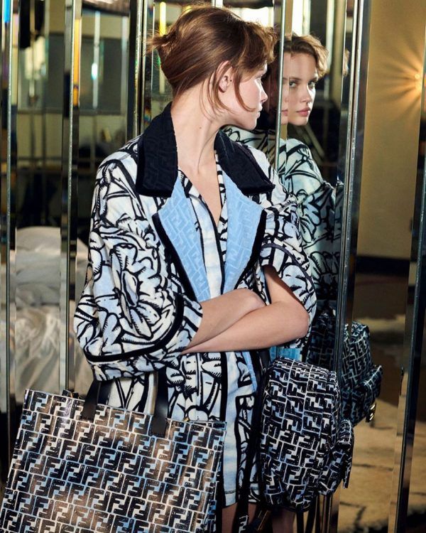 Fendi California Sky Canvas Bag and Bathrobe and Backpack