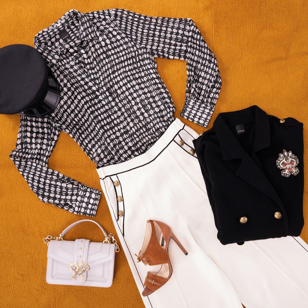 Sailor Culottes, Pea Coat with Patch Brooch, Love Bag & Suede Sandals