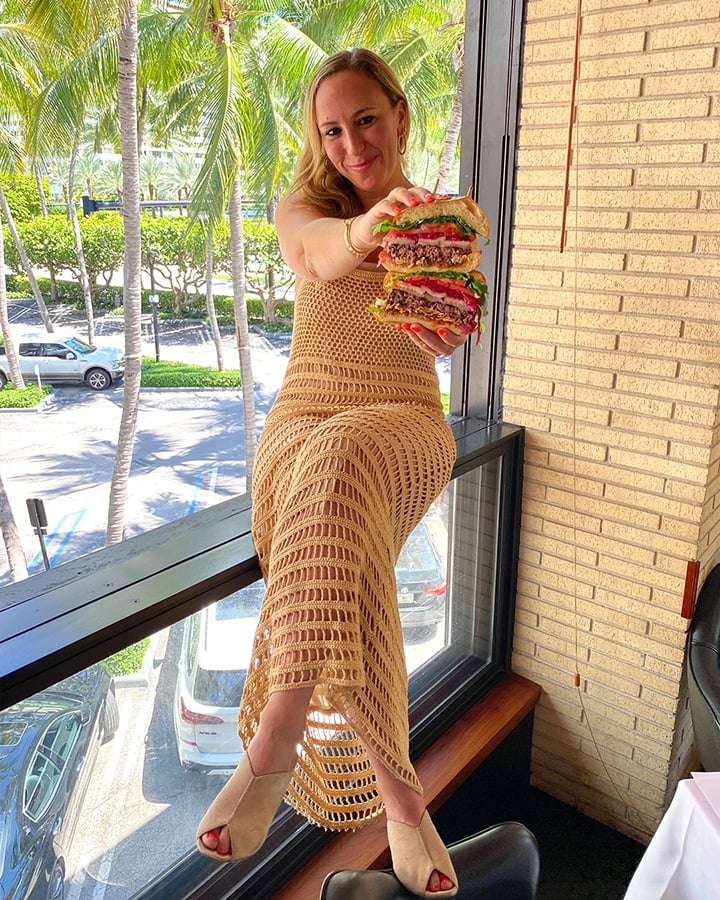 Dana Rozansky of Miami Food Porn enjoys a Hillstone hamburger, a Bal Harbour classic.