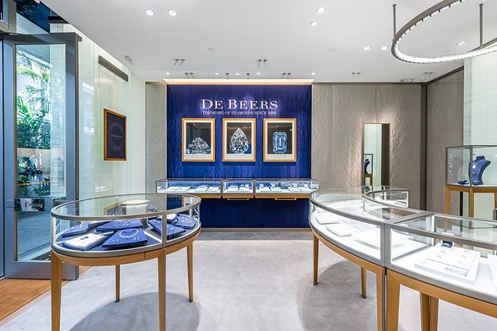 Inside the De Beers Bal Harbour boutique on Level 2 of Bal Harbour Shops