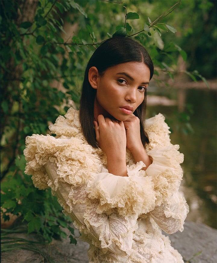 Model Lenny Nunes wearing a look from Zimmermann, photographed by Brad Ogbonna.