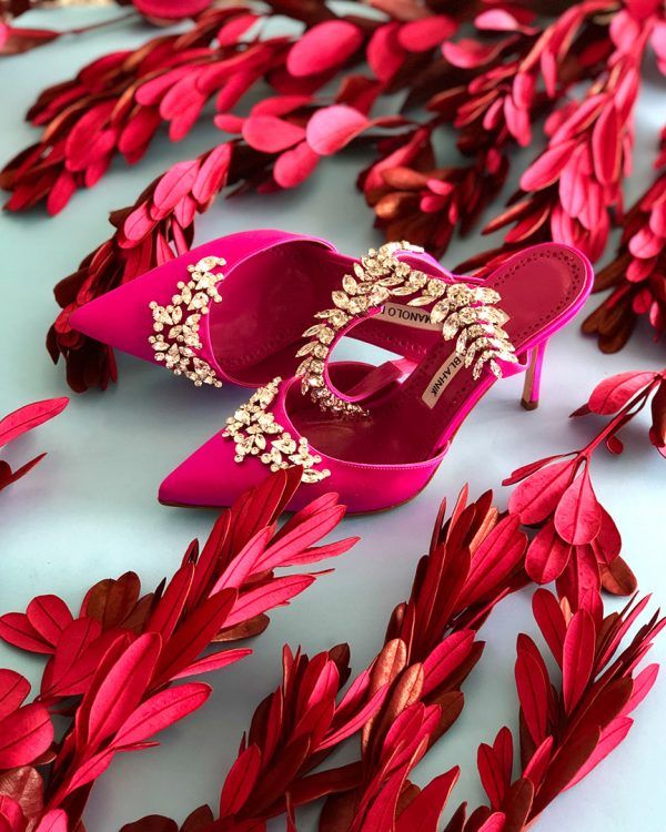 Manolo Blahnik Luru Crystal-Embellished Satin Mules