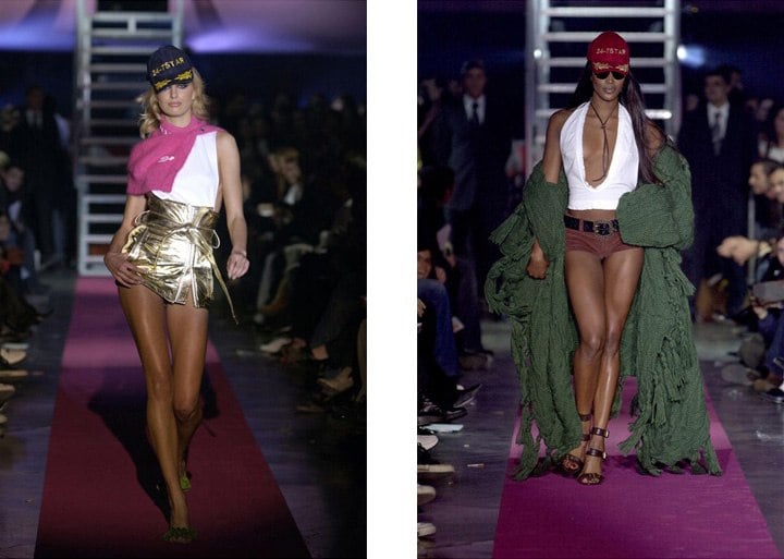 Superstars Karolina Kurkova and Naomi Campbell showcasing Dsquared2’s first women’s runway collection from the Fall/Winter 2003 Runway collection.