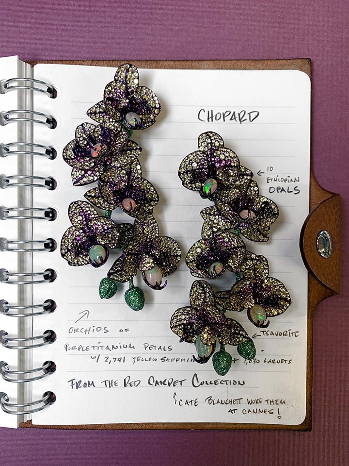 Chopard Orchid Earrings from the Red Carpet Collection.