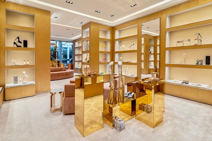 Inside the newly opened René Caovilla Bal Harbour Shops boutique.