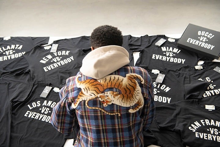 The Gucci Changemakers collaboration “MIAMI VS. EVERYBODY” T-shirt is exclusively available at Gucci Bal Harbour Shops.
