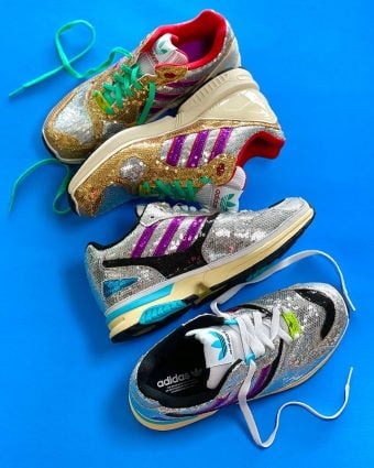 Adidas ZX 4000 Glitter Silver and ZX 6000 Glitter Gold sneakers available at Addict Bal Harbour.