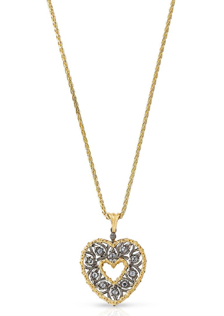 Buccellati Burnished Ramage heart pendant from the Heart Collection.