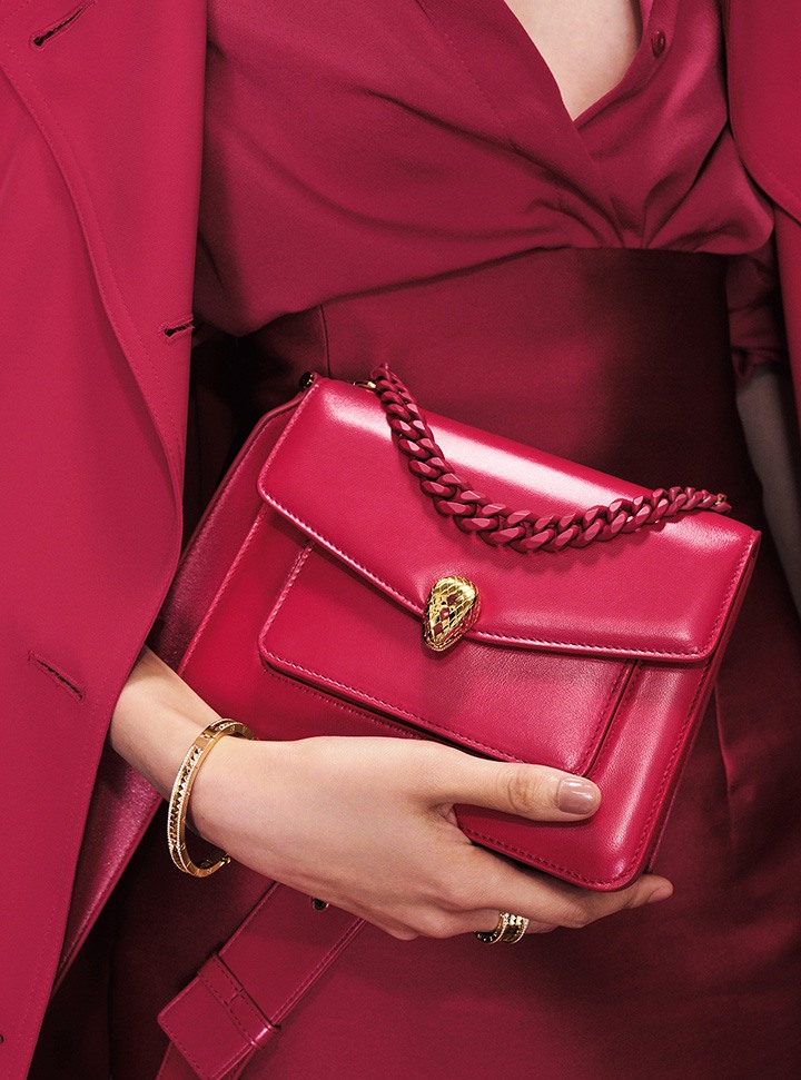 B.zero 1 Bracelet and Serpenti Forever Crossbody Bag from Bulgari’s Lunar New Year Gift Collection.