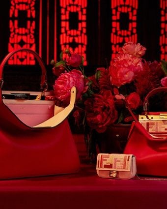 Peekaboo Iconic Mini Bag, Peekaboo I See U Bag and the Nano Baguette Charm from Fendi’s Lunar New Year Limited Capsule Collection.