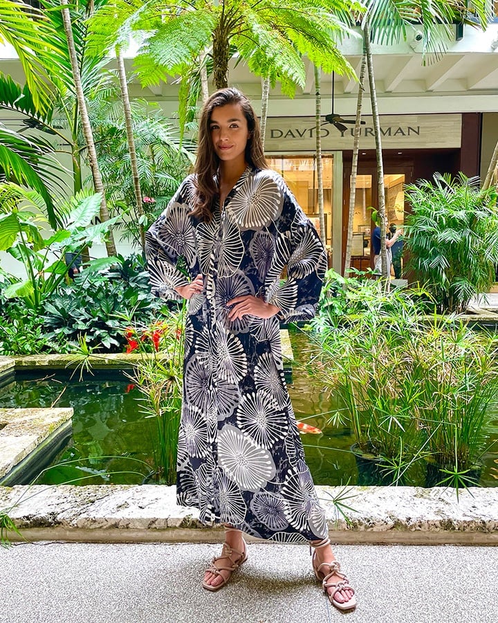 Marie France Van Damme Dandelion-printed silk Boubou caftan from the SS21 collection.