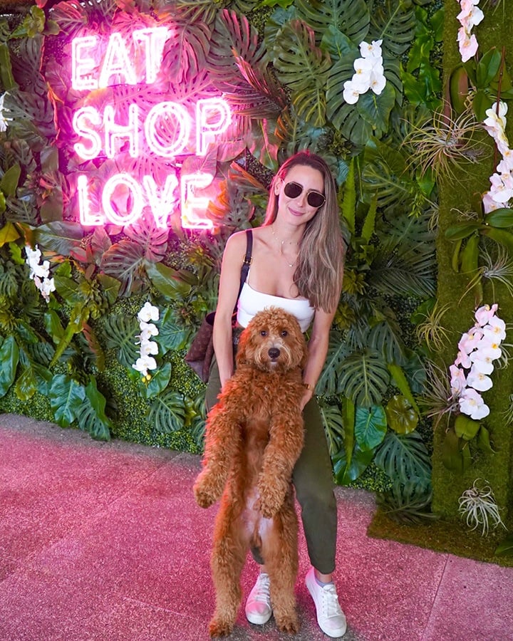 Melissa Marrero at our EAT SHOPS LOVE Instagrammable Wall Installation on Level 3 of Bal Harbour Shops.