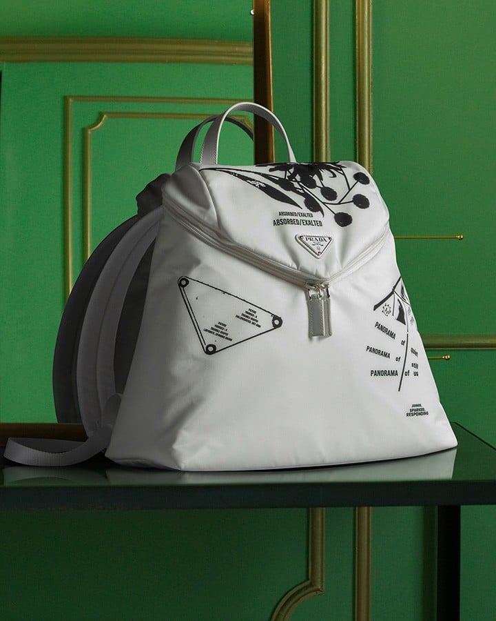“Signaux” printed nylon Backpack from Prada’s Spring Summer 2021 Collection.