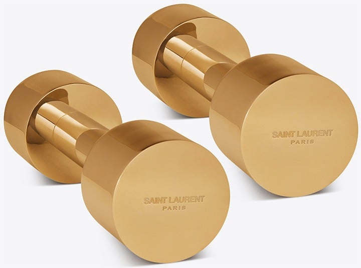 Saint Laurent Set of Two Dumbbells in Brass.