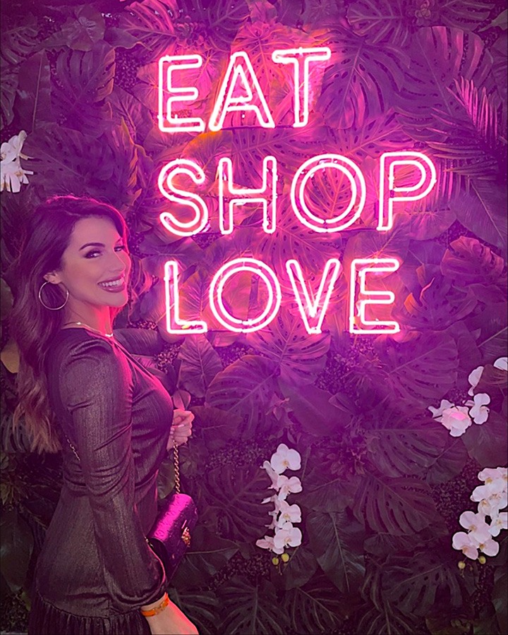 Vanessa Borge at our EAT SHOPS LOVE Instagrammable Wall Installation on Level 3 of Bal Harbour Shops.