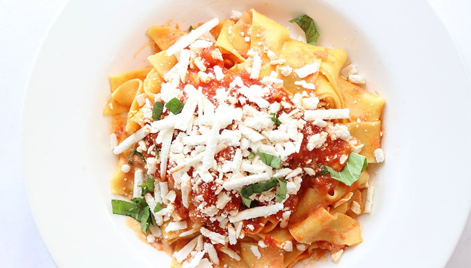 Carpaccio Pasta with red sauce