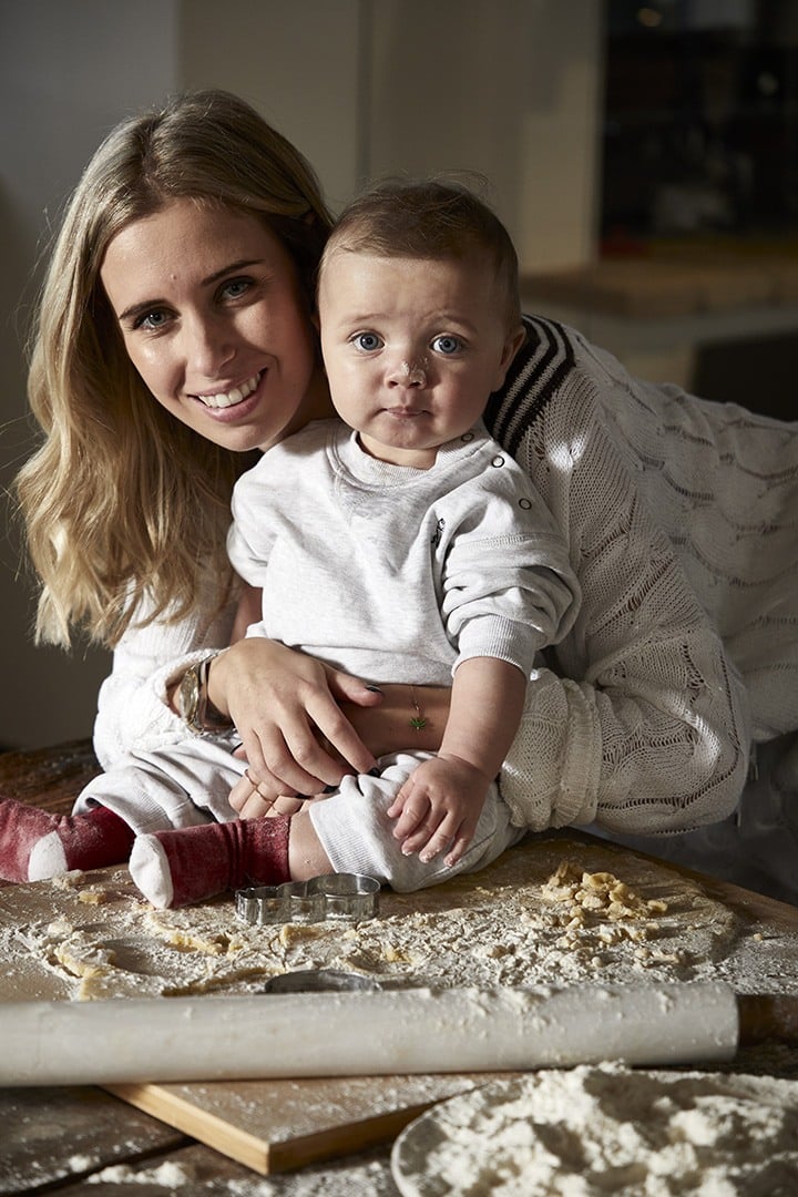 Carolina Cucinelli with her son, Brando (10 months). Photo by Mattia Cecchetti; courtesy of Brunello Cucinelli.