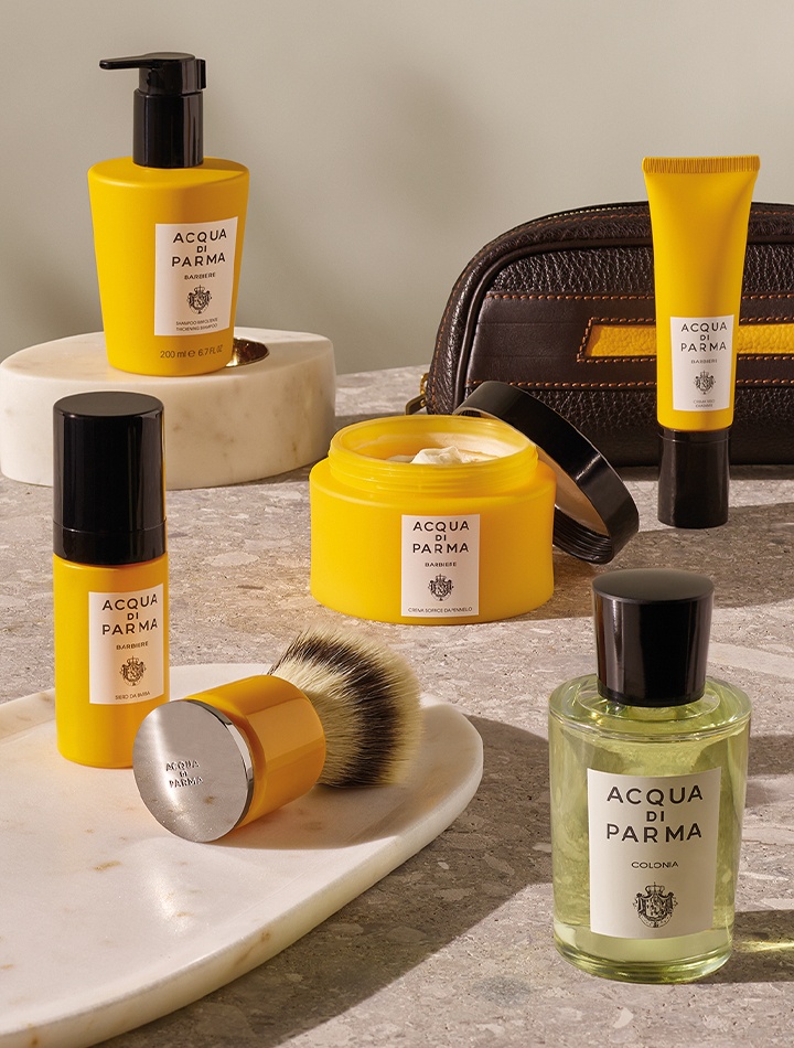 Acqua di Parma barbiere skincare and shaving products, available at Neiman Marcus Bal Harbour