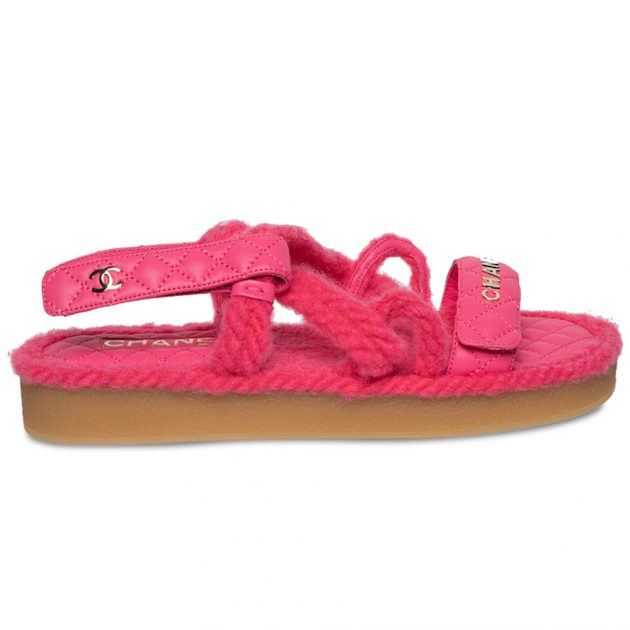 Chanel pink cord flat sandals