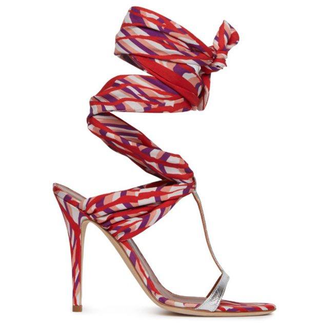 Missoni red and purple heeled wrap sandals
