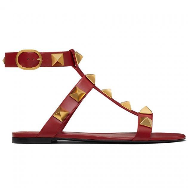 Valentino red Roman Stud flat sandal