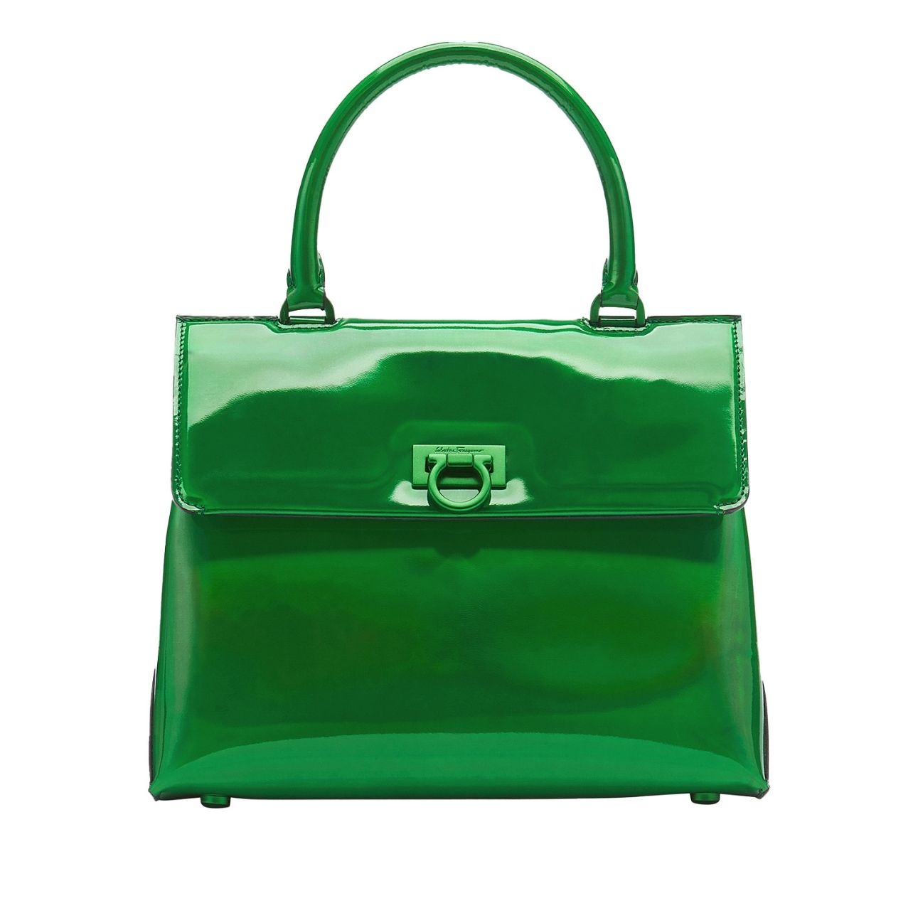 Salvatore Ferragamo green top handle bag with translucent detail