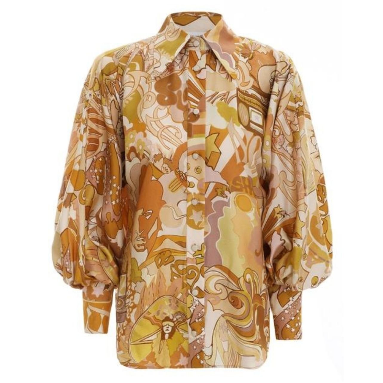 Zimmermann retro style button-up collared blouse