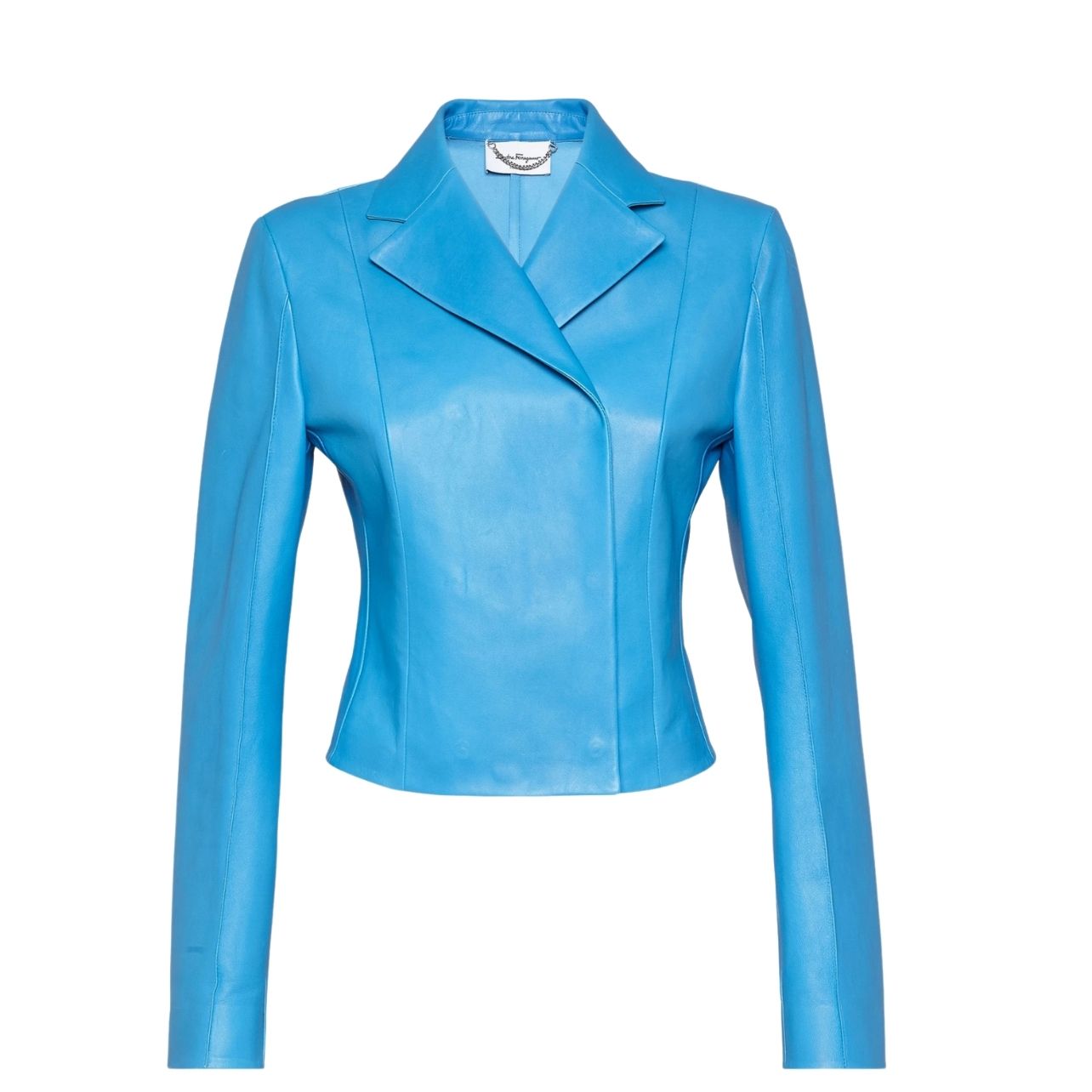 Salvatore Ferragamo blue leather jacket