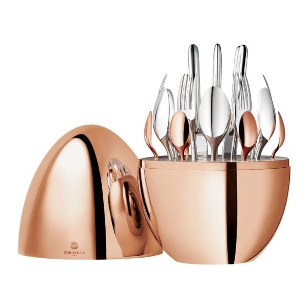 Christofle rose gold cutlery holder