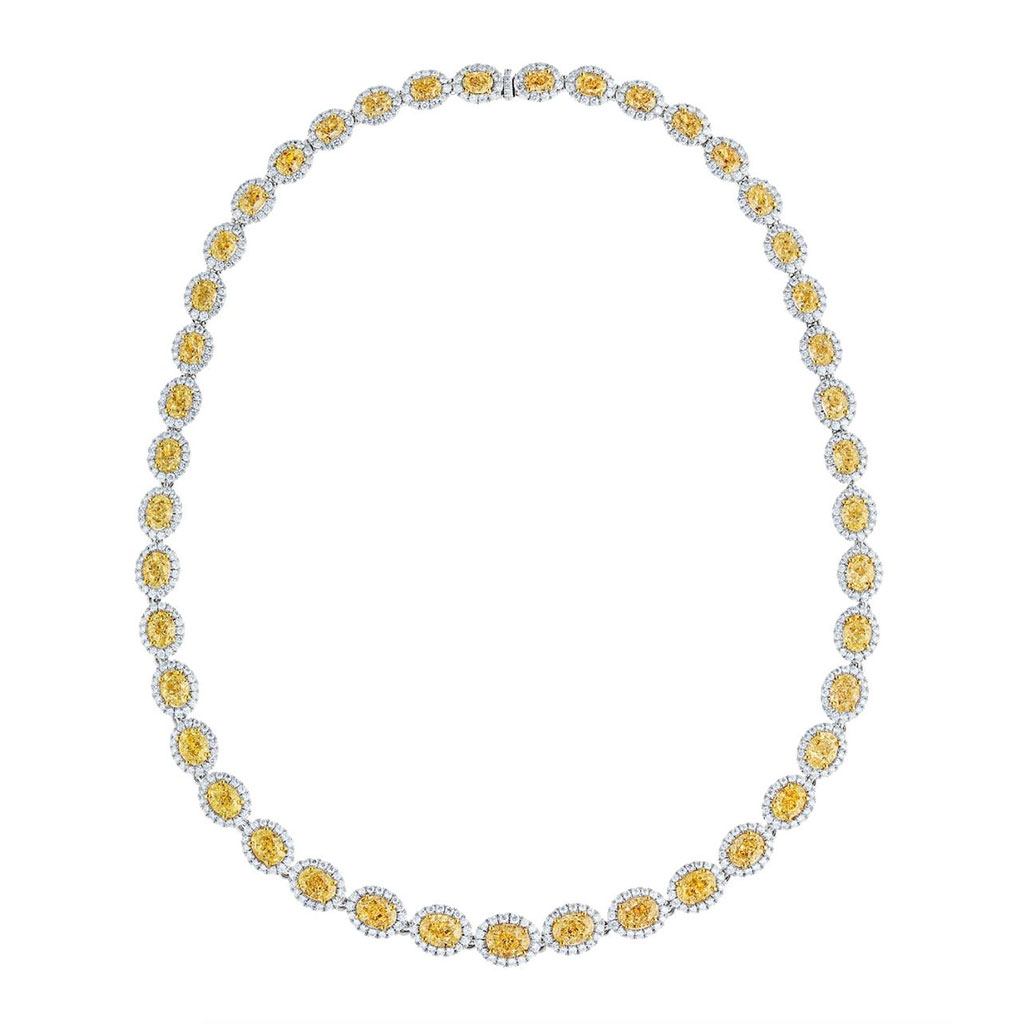 Diamond necklace with yellow stones