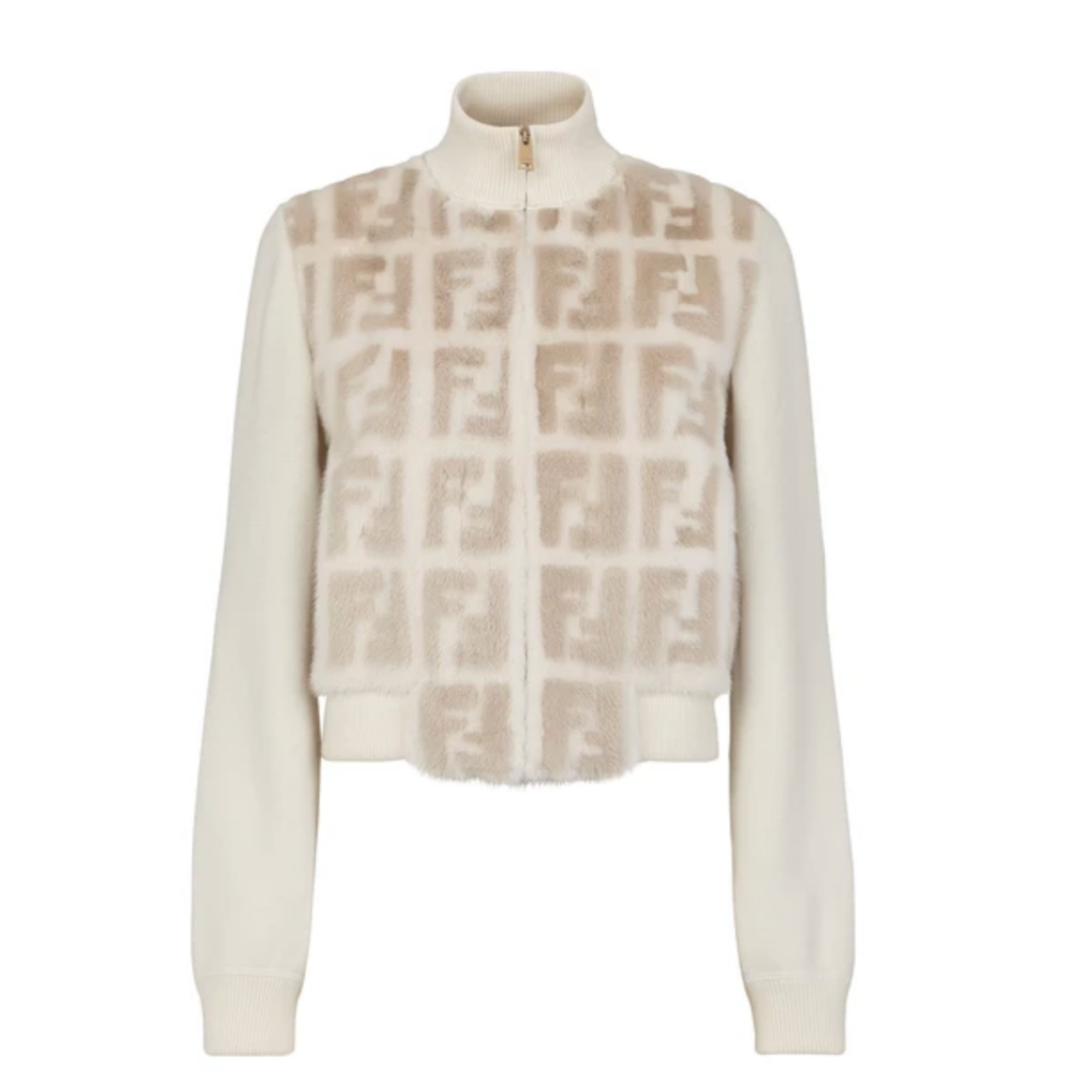 White mink Fendi monogrammed jacket